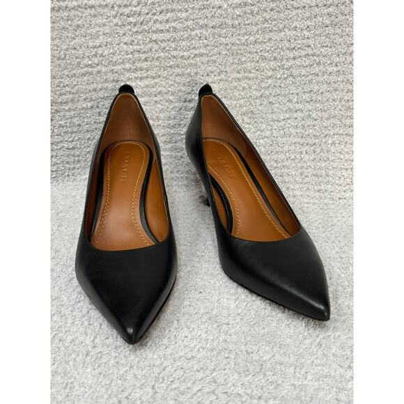 Coach Black Leather Pointed Toe Pumps Heels Size 9 B #60858 - Picture 1 of 10